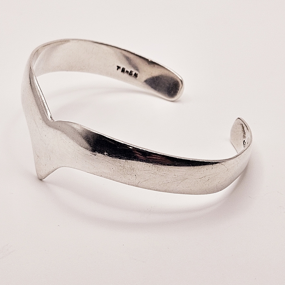 Sterling Silver Native V-Shaped Cuff Bracelet - image 5